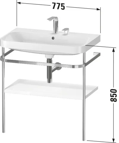 Duravit Waschtischunterschrank c-shaped Set mit Metallkonsole „Happy D.2 Plus“ 77,5 × 85 × 49 cm