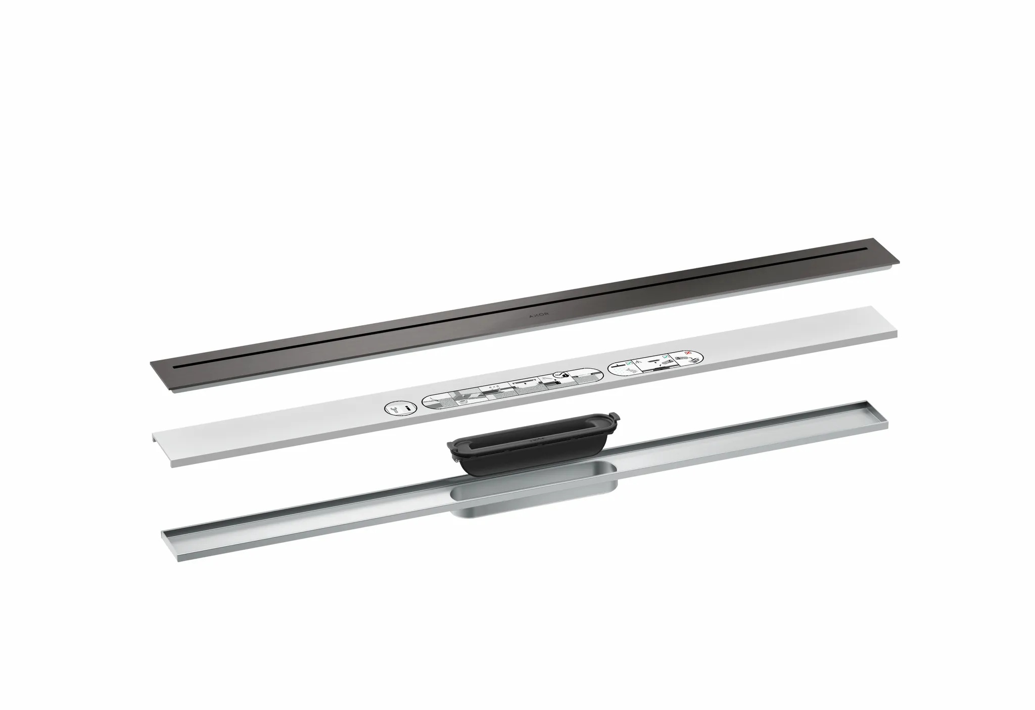 Hansgrohe AXOR Drain Fertigset Duschrinne 900, Brushed Black Chrome Hansgrohe AXOR Drain Fertigset Duschrinne 900, Brushed Black Chrome