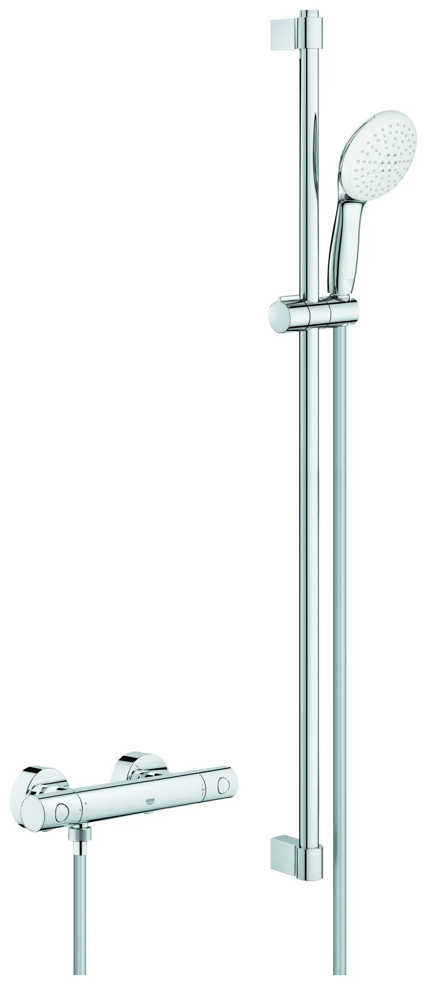 Thermostat-Brausebatterie Grohtherm 800 Cosmopolitan 34769_1, mit Tempesta Brausestangenset 900mm, 2 Strahlarten: Rain/Jet, chrom Thermostat-Brausebatterie Grohtherm 800 Cosmopolitan 34769_1, mit Tempesta Brausestangenset 900mm, 2 Strahlarten: Rain/Jet, chrom