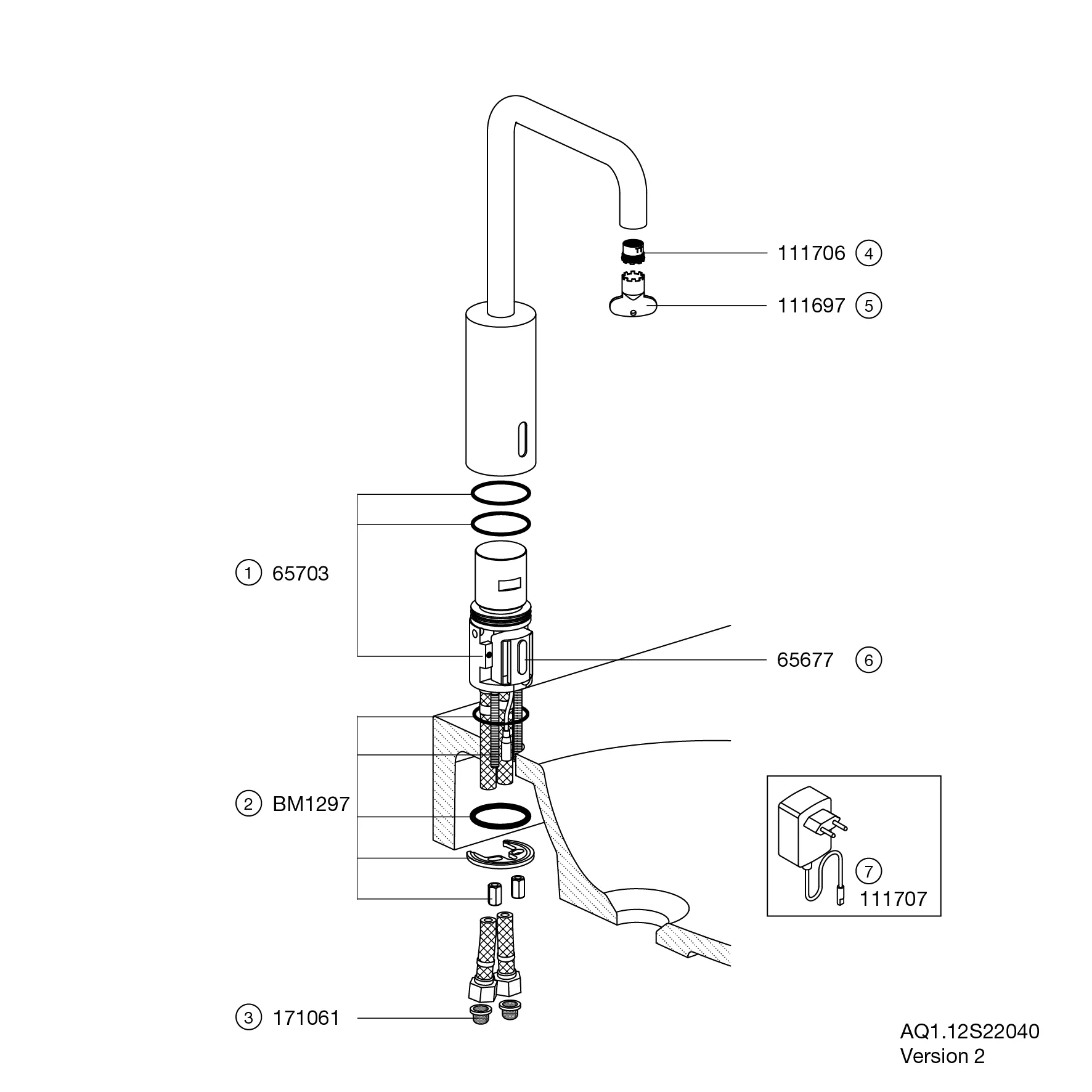 SENSORIC Waschtischarmatur elektr., verchr, Rundrohr, Netzbetrieb SENSORIC Waschtischarmatur elektr., verchr, Rundrohr, Netzbetrieb