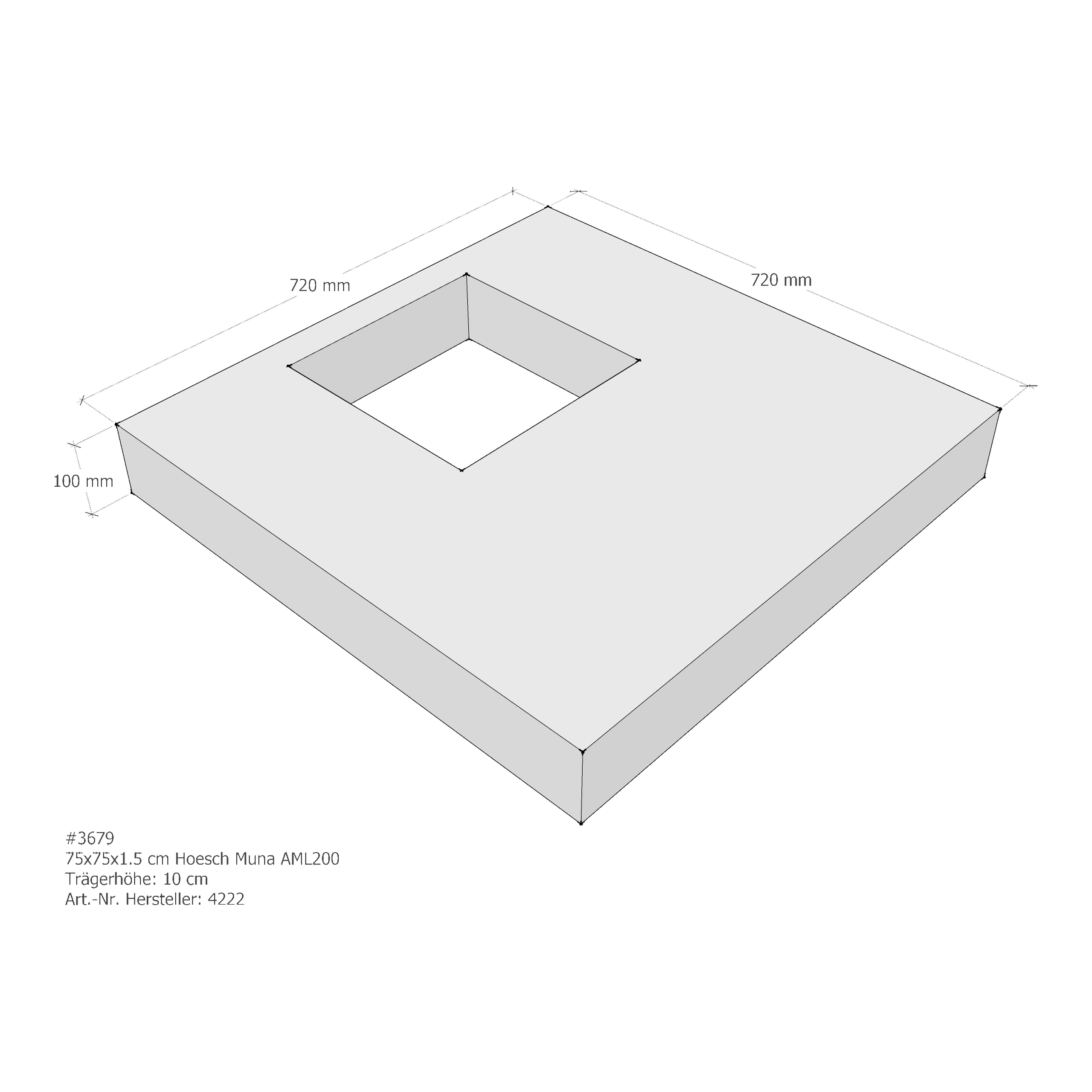 Duschwannenträger für Hoesch Muna S 75 × 75 × 1,5 cm Duschwannenträger für Hoesch Muna S 75 × 75 × 1,5 cm