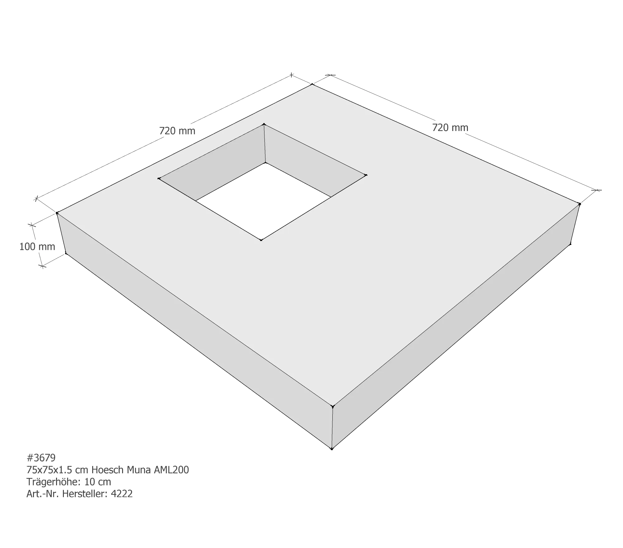 Duschwannenträger für Hoesch Muna S 75 × 75 × 1,5 cm Breite: 75 cm / Länge: 75 cm Duschwannenträger für Hoesch Muna S 75 × 75 × 1,5 cm Breite: 75 cm / Länge: 75 cm