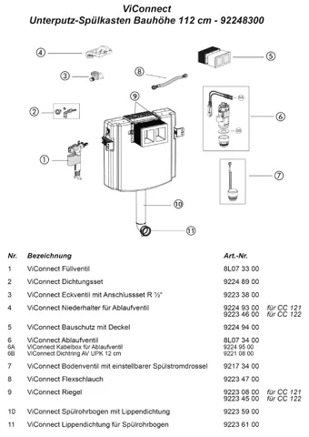 Unterputz-Spülkasten ViConnect Installationssysteme 922483, 735 x 528 x 125 mm, für Nassbau