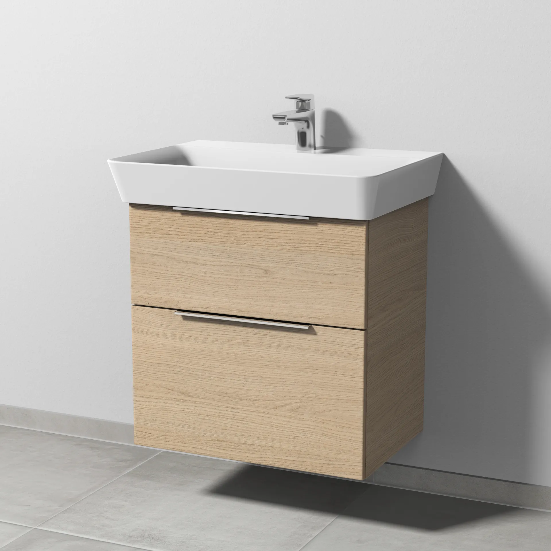 Sanipa Waschtischunterschrank „3way“ passend zu Keramik-Waschtische Connect Air Cube von Ideal Standard 580 × 582 × 402 mm in Eiche Nordic