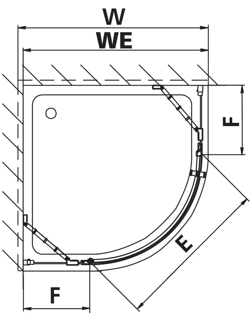 Kermi Duschdesign IBIZA 2000 Viertelkreis-Duschkabine I2 S1R/L, links Anschlag
