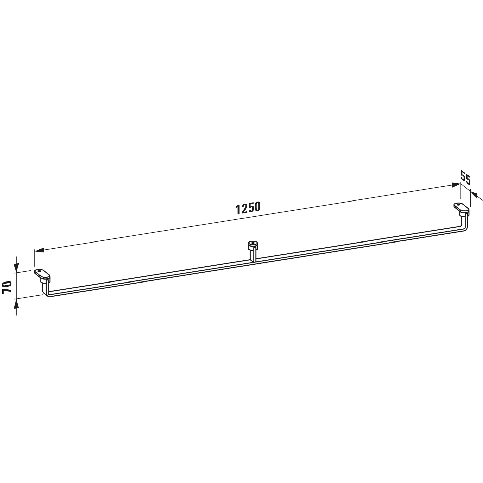 Laufen Handtuchhalter „LANI“ 1250 mm in Aluminium, schwarz matt