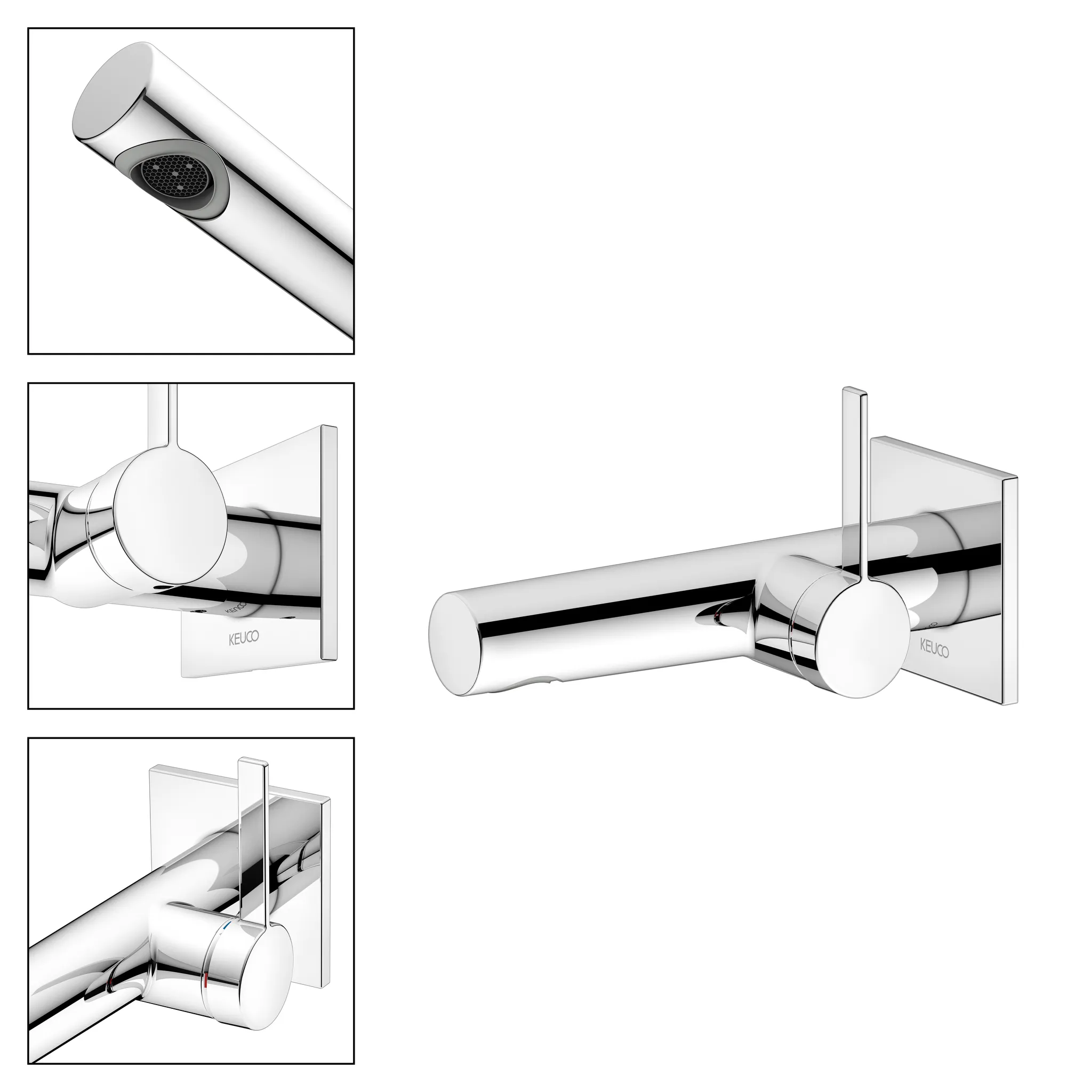KEUCO IXMO Einhebel-Waschtischmischer Unterputz 1 Loch IXMO Pure für Wandmontage, eckig Ausladung 165 mm/IXMO Pure verchromt