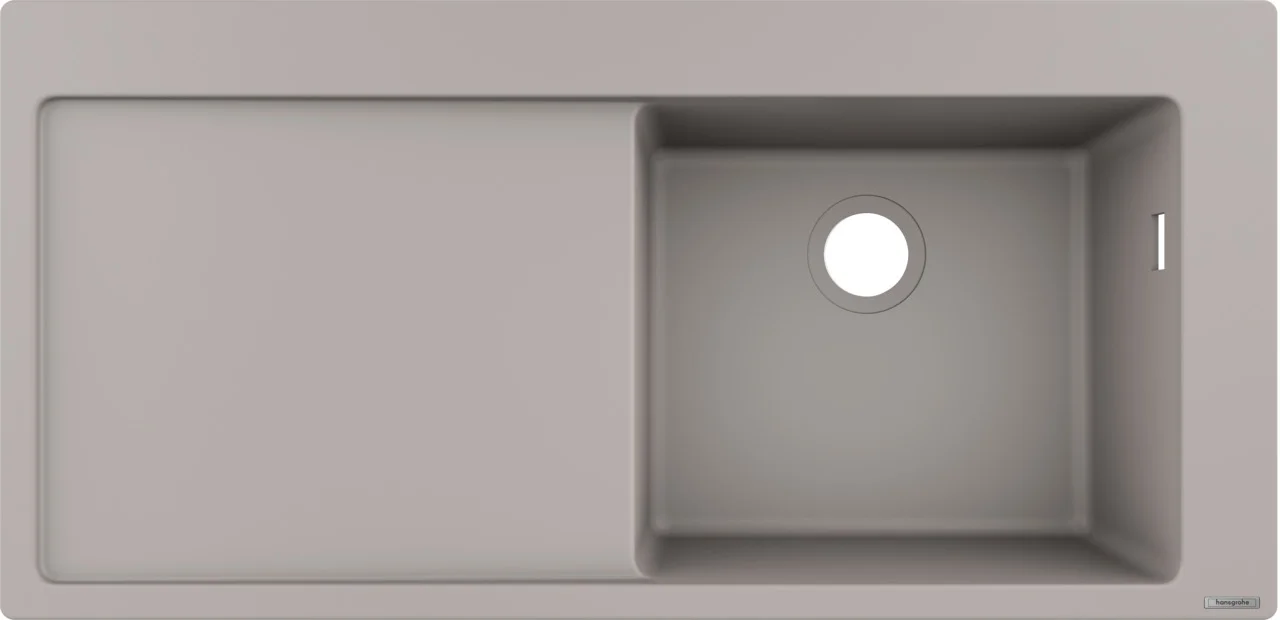 Hansgrohe Einbauspüle S51 Serie, SilicaTec, Betongrau, 1030 x 490 mm, 1 Hauptbecken mit Abtropffläche, Beckentiefe 190 mm Hansgrohe Einbauspüle S51 Serie, SilicaTec, Betongrau, 1030 x 490 mm, 1 Hauptbecken mit Abtropffläche, Beckentiefe 190 mm
