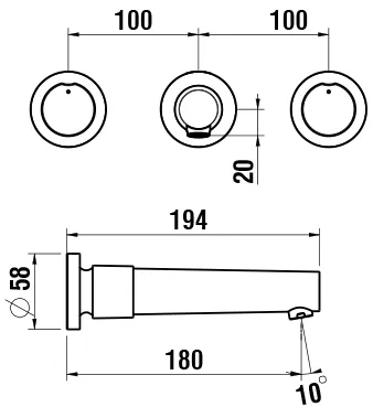 Laufen 3-Loch Waschtischmischer Unterputz THE NEW CLASSIC Festauslauf Ausladung 180 mm chrom Laufen 3-Loch Waschtischmischer Unterputz THE NEW CLASSIC Festauslauf Ausladung 180 mm chrom