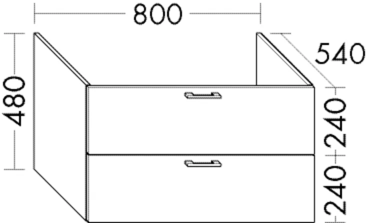Burgbad Waschtischunterschrank Sys30, 800 mm breit, 480 mm hoch, 540 mm tief, 1 Schublade oben (350 mm), 1 Auszug unten (420 mm)