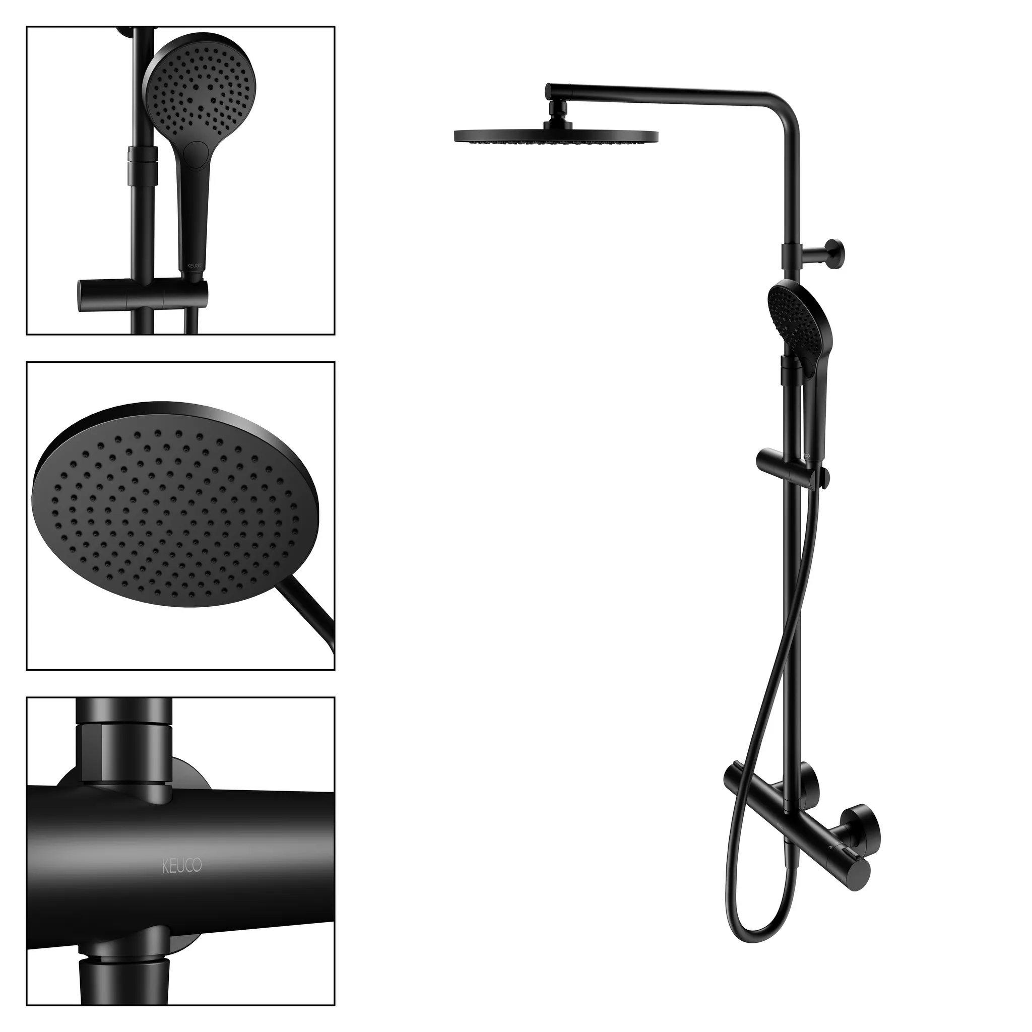 Plan blue 53926372321 Thermostat-Brausemischer mit Kopfbrause / Aufputz schwarz matt