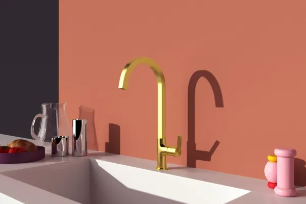 Küchenarmatur Gusto Ausladung 204mm eckiger Auslauf Brushed Gold Küchenarmatur Gusto Ausladung 204mm eckiger Auslauf Brushed Gold