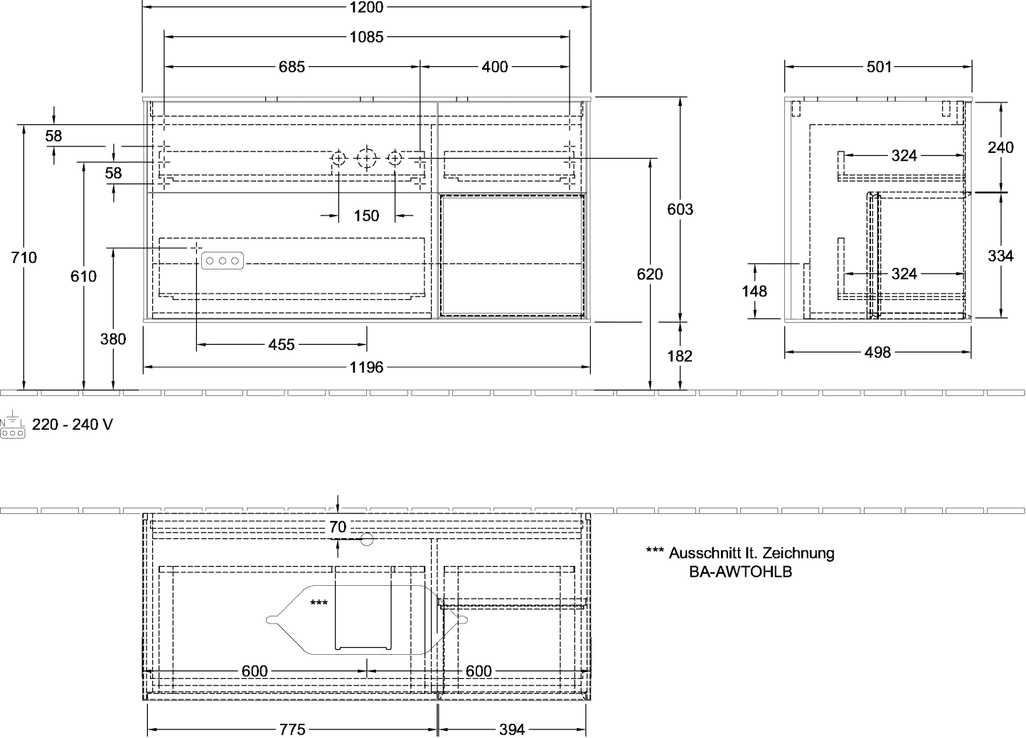Villeroy & Boch Waschtischunterschrank „Finion“ für Schrankwaschtisch 1200 × 603 × 501 mm Walnut Veneer, mit Hahnlochbohrung, für Becken mittig Villeroy & Boch Waschtischunterschrank „Finion“ für Schrankwaschtisch 1200 × 603 × 501 mm Walnut Veneer, mit Hahnlochbohrung, für Becken mittig