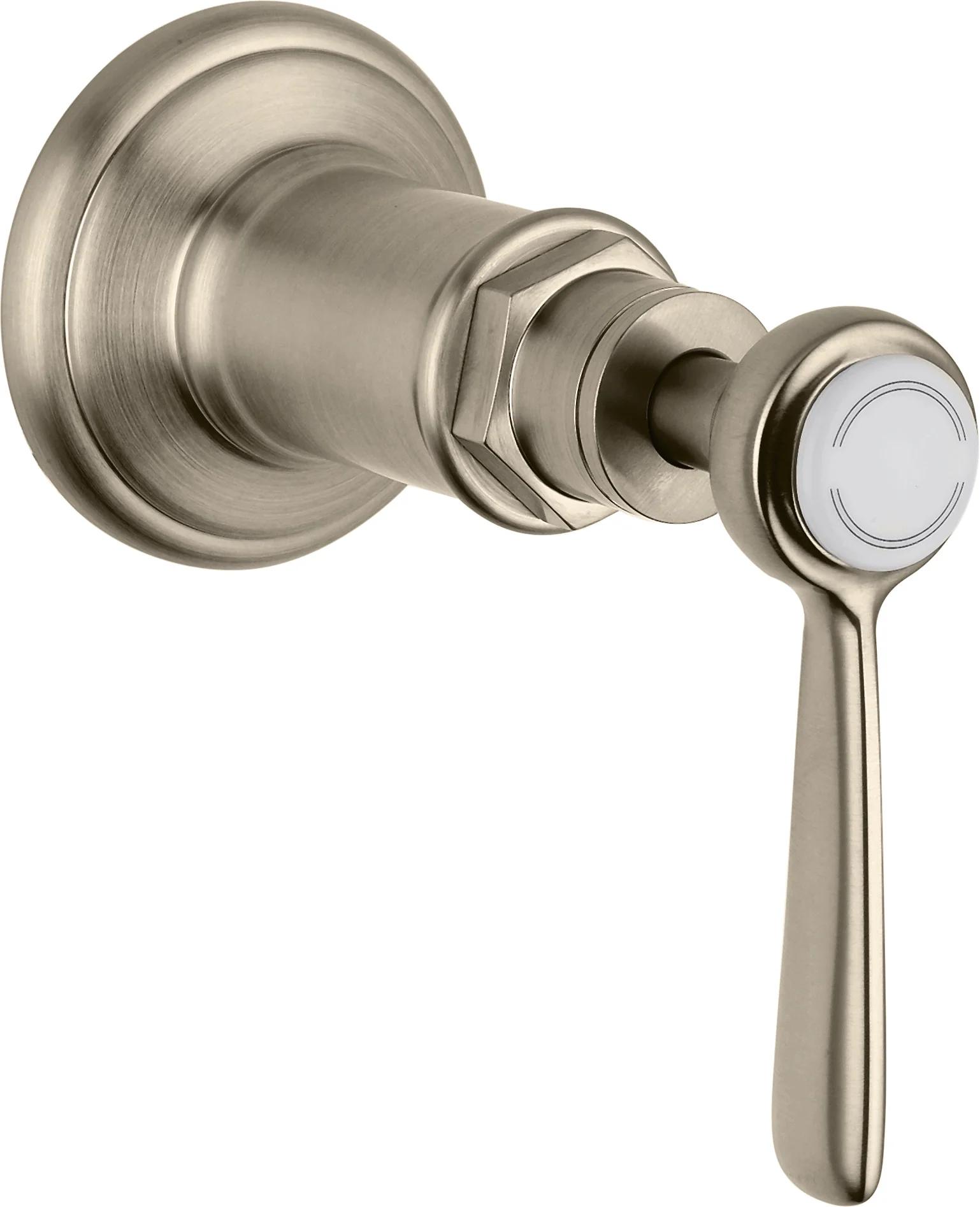 Hansgrohe AXOR Montreux Absperrventil Unterputz, Hebelgriff Brushed Nickel, Anschluss DN15/DN20, Geräuschgruppe II