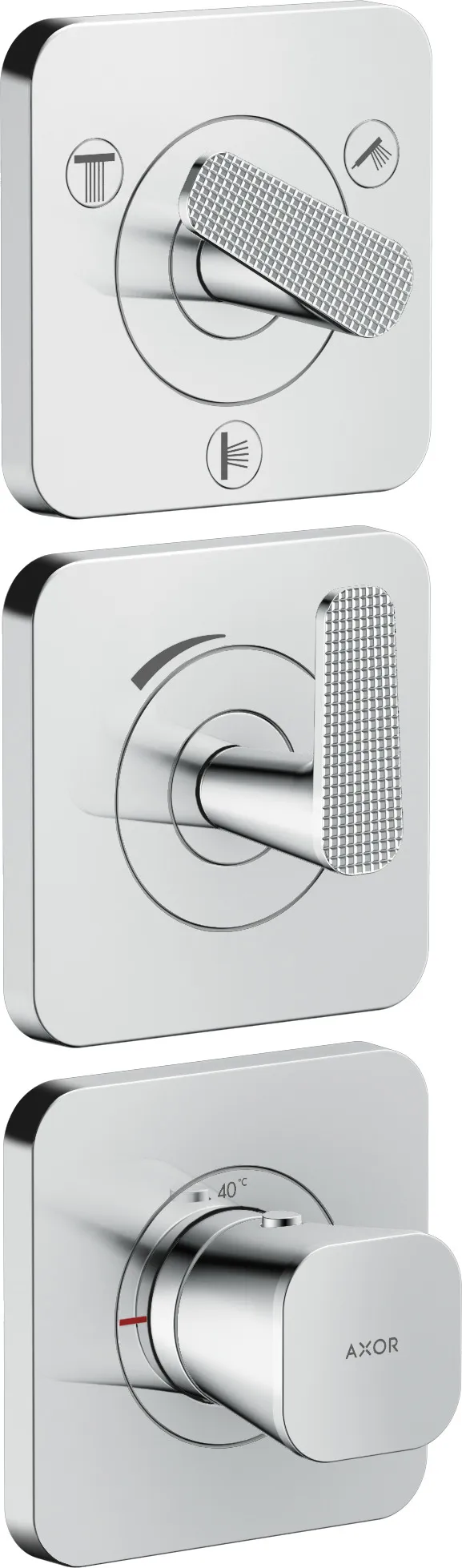 AXOR Citterio C Thermostatmodul 380/120 Unterputz mit Rosetten für 3 Verbraucher - Cubic cut Chrom