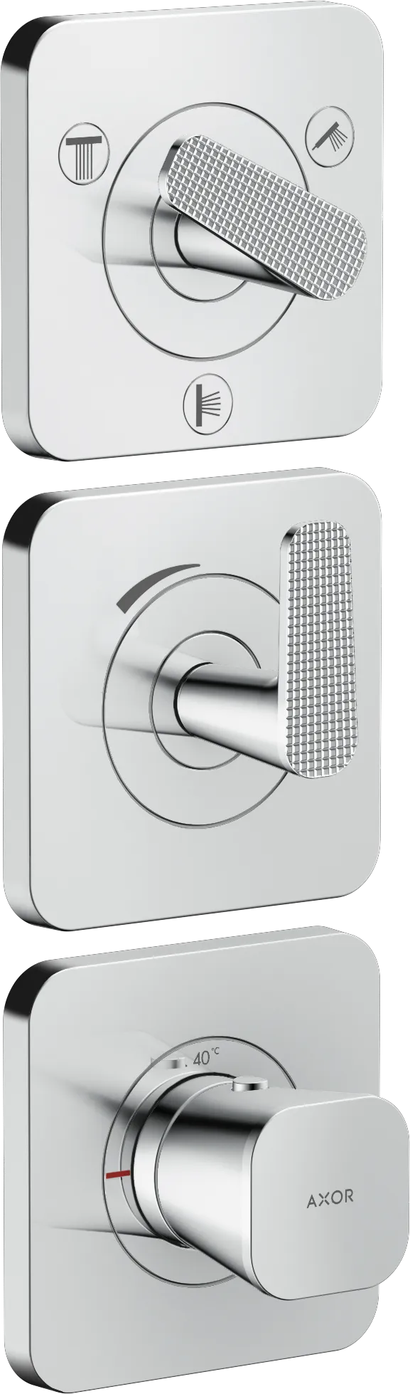 Hansgrohe AXOR Citterio C Thermostatmodul 380⁄120 Unterputz mit Rosetten für 3 Verbraucher Cubic cut Chrom Hansgrohe AXOR Citterio C Thermostatmodul 380⁄120 Unterputz mit Rosetten für 3 Verbraucher Cubic cut Chrom