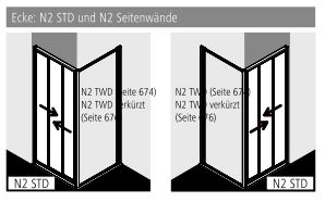 Kermi Duschtür Gleittür 3-teilig „NOVA 2000“ 200 cm Profile Silber Mattglanz