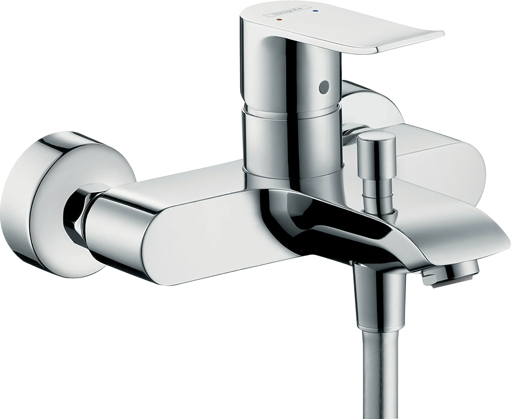 Hansgrohe Metris Einhebel-Wannenmischer Aufputz, Chrom, Ausladung 181 mm, DN15, Keramikmischsystem