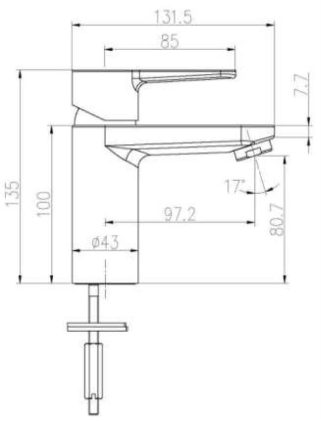 Waschtisch-Einhandbatterie AqvaBasic III - Klick-Klack-Ablaufgarnitur 1"1/4 - flexible Druckschläuche 3/8", DVGW W270 - Kartusche mit keramischen Dichtscheiben - Heisswassersperre - Wassermengendurchflussregulierung - P-IX 28646/IA - chrom