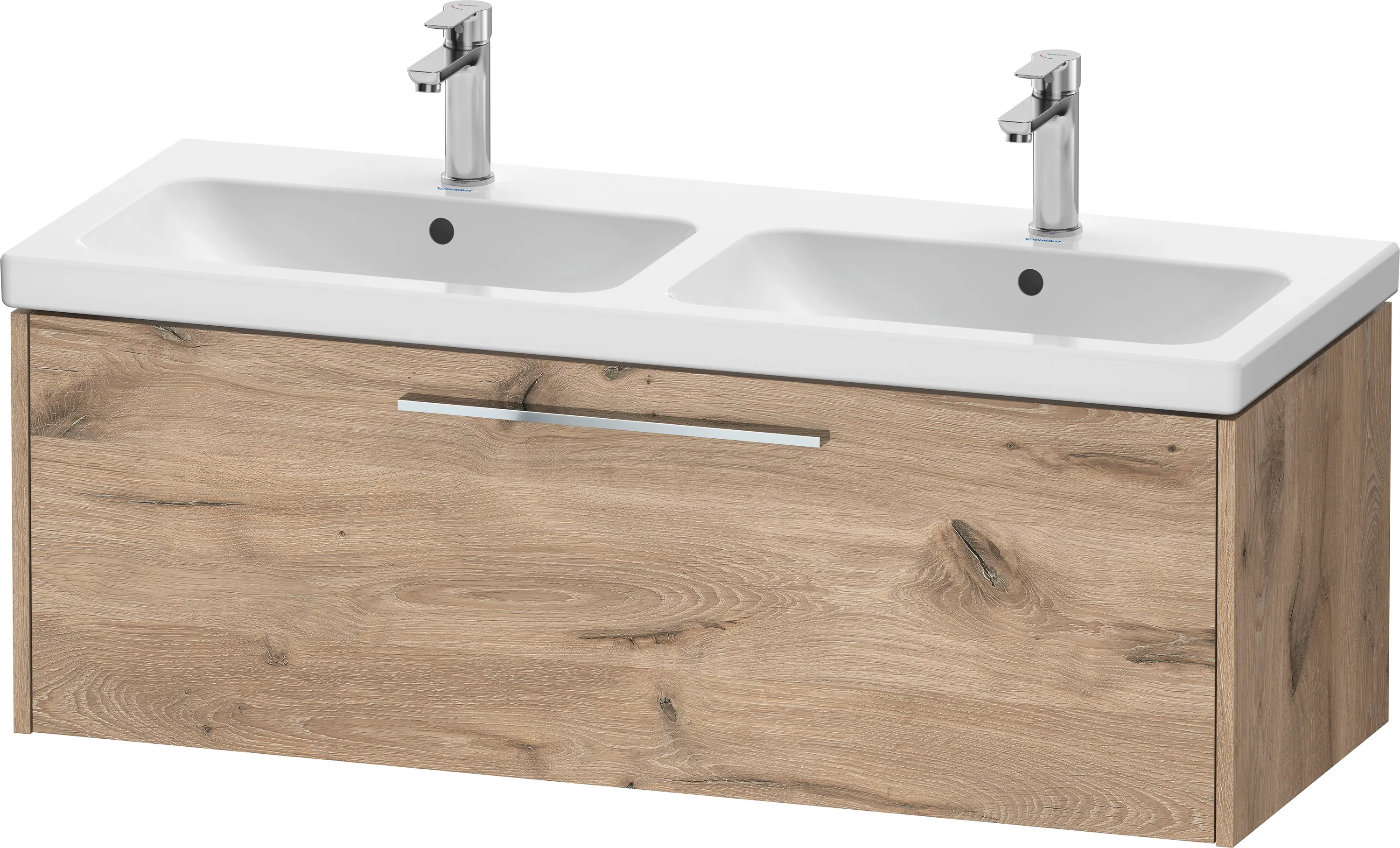 Duravit Waschtischunterschrank für Doppelwaschtisch Wandhängend „D-Code“ 118,4 × 40 × 46 cm in Eiche Marmoriert