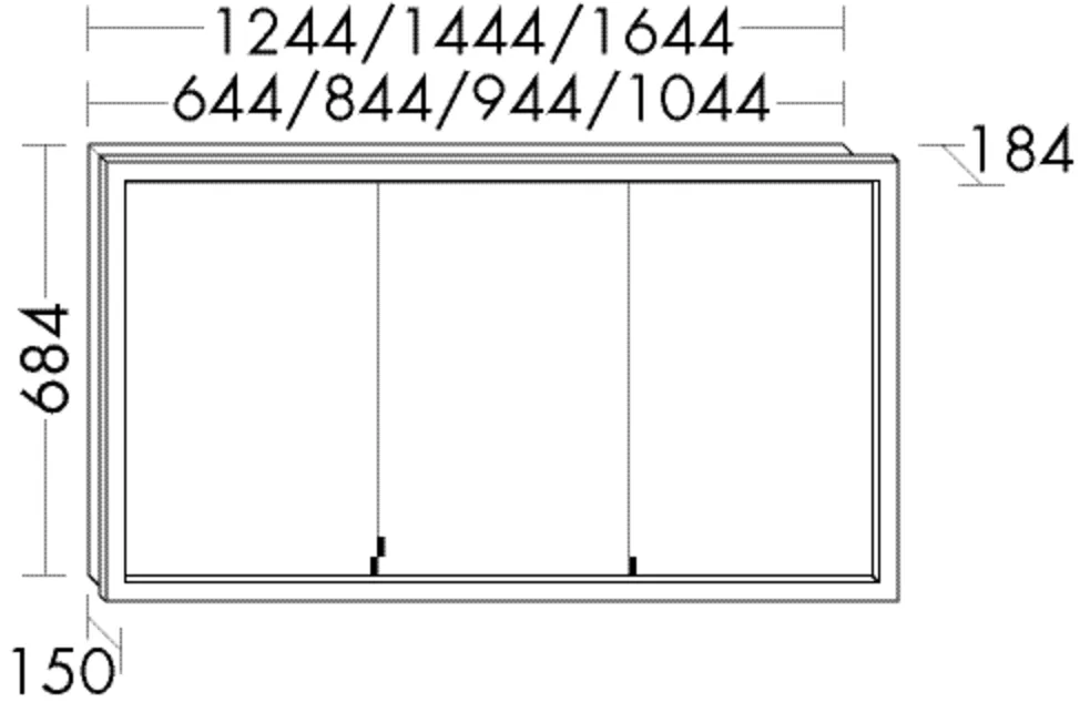 Spiegelschrank Sys30 von burgbad - Weißen Matt-Rahmen mit LED-Beleuchtung, 2 beidseitig verspiegelte Spiegeltüren, 184 mm tief, 644 mm breit, 684 mm hoch