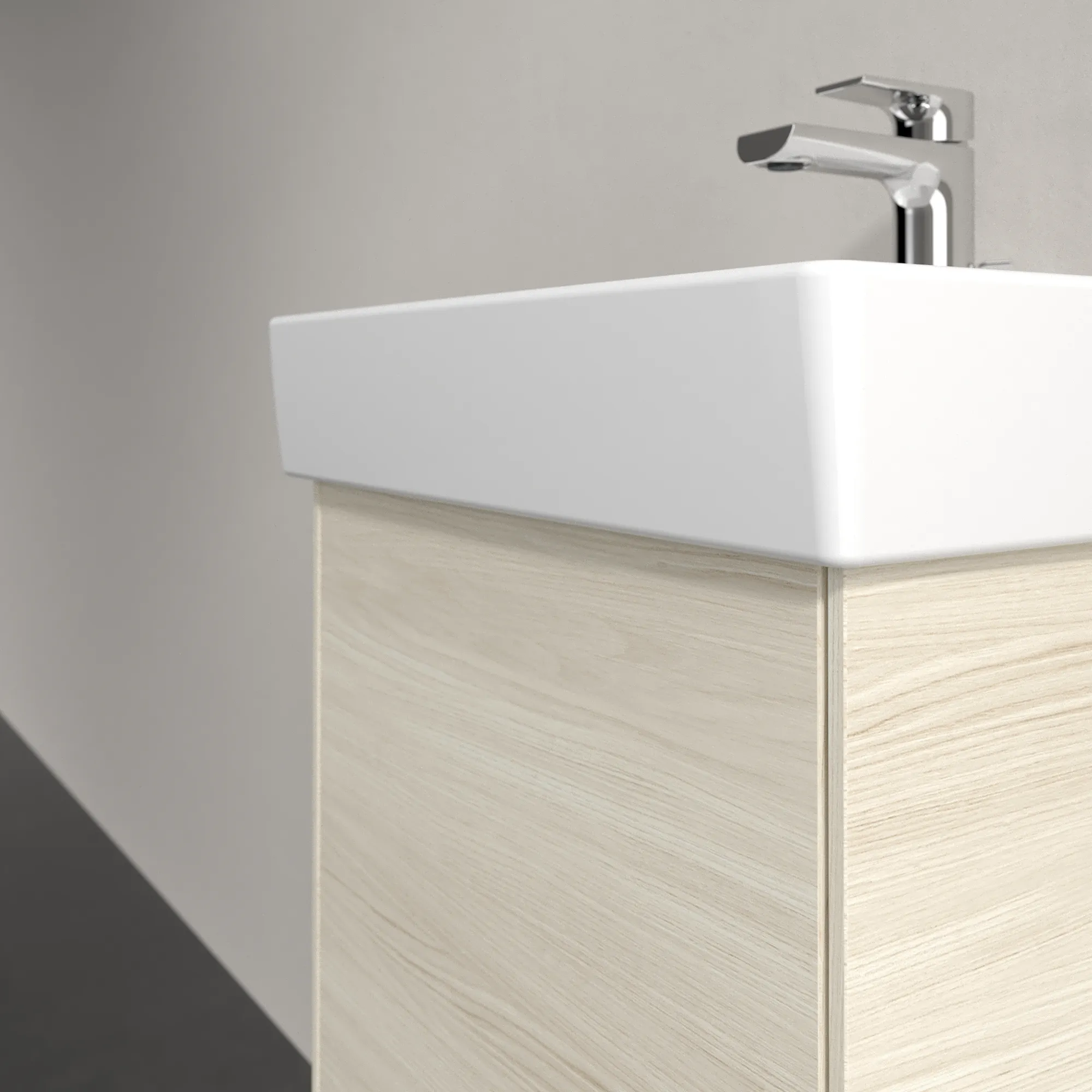 Villeroy & Boch Waschtischunterschrank mit Tür „Collaro“ 410 × 546 × 344 mm White Oak, für Becken mittig, Anschlag links, ohne Beleuchtung Villeroy & Boch Waschtischunterschrank mit Tür „Collaro“ 410 × 546 × 344 mm White Oak, für Becken mittig, Anschlag links, ohne Beleuchtung