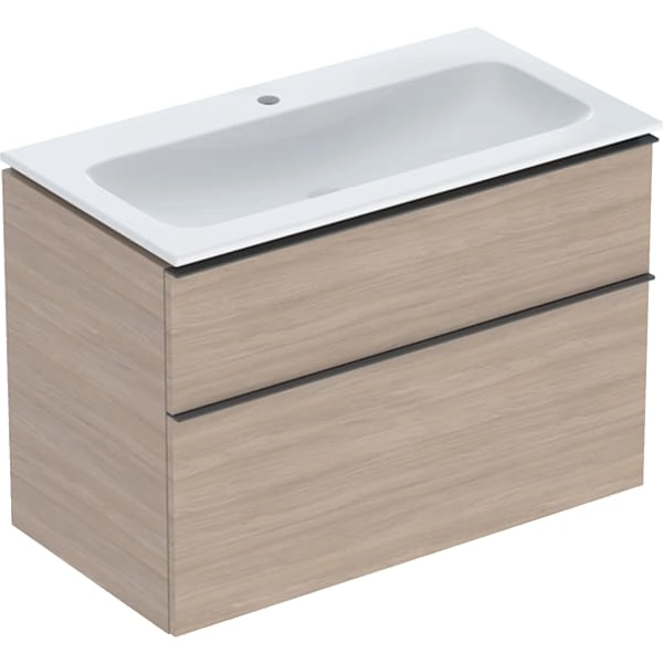 Geberit iCon Möbelwaschtisch Set MWT, 90x63x48 cm, Eiche/Griff lava, schmaler Rand, 2 Schubladen Geberit iCon Möbelwaschtisch Set MWT, 90x63x48 cm, Eiche/Griff lava, schmaler Rand, 2 Schubladen