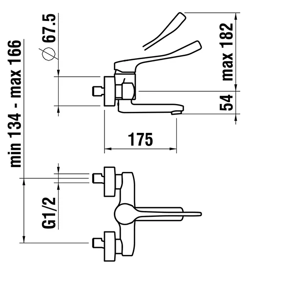 Einhebel-Wand-Waschtischmischer Citypro Liberty Ausladung 175 mm Schwenkauslauf chrom Einhebel-Wand-Waschtischmischer Citypro Liberty Ausladung 175 mm Schwenkauslauf chrom