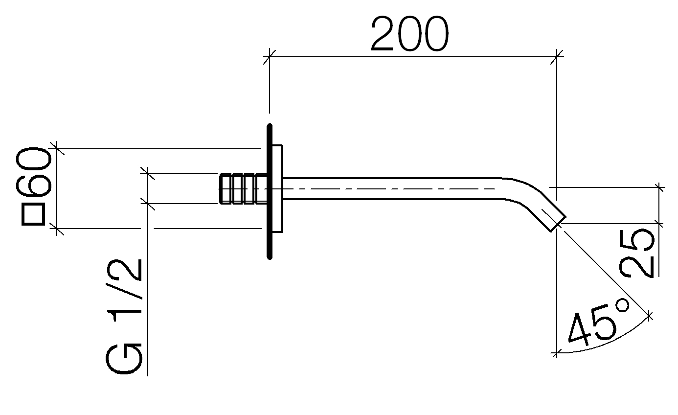 IMO Wannenauslauf für Wandmontage 20 cm