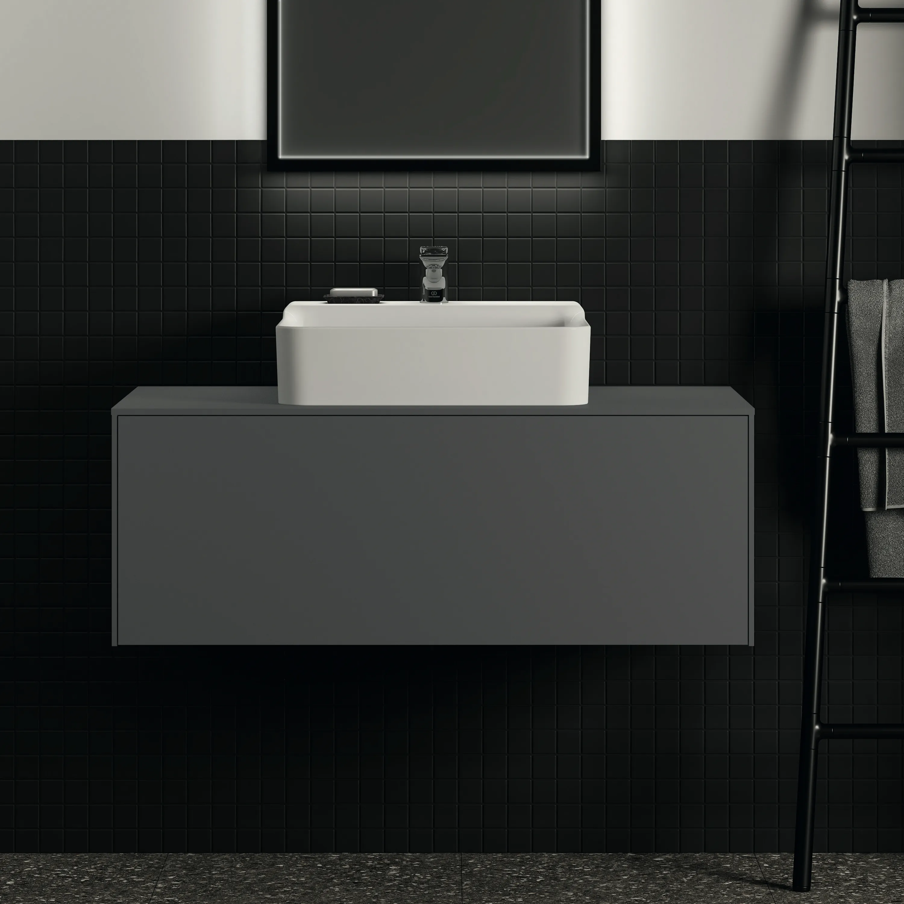 Ideal Standard Waschtischunterschrank „Conca“ 100,2 × 37 × 50,5 cm Anthrazit matt lackiert Ideal Standard Waschtischunterschrank „Conca“ 100,2 × 37 × 50,5 cm Anthrazit matt lackiert