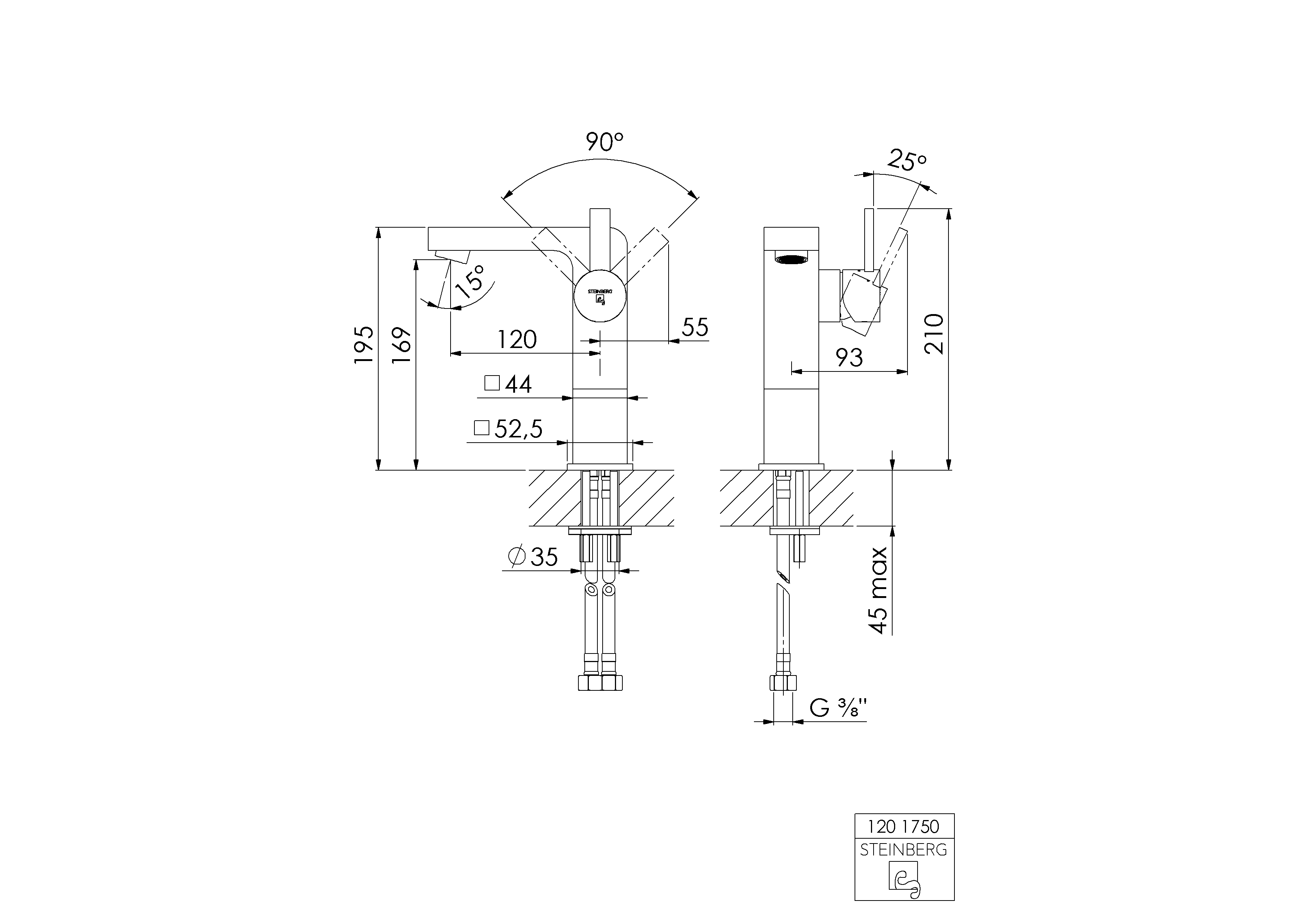 Serie 120 Waschtischarmatur Auslauflänge 12,0 cm, Höhe 16,5 cm, ohne Ablaufgarnitur Serie 120 Waschtischarmatur Auslauflänge 12,0 cm, Höhe 16,5 cm, ohne Ablaufgarnitur