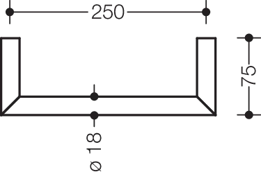 Handtuchhalter, Edelstahl, PVD, Achsmaß 250 mm, Tiefe 75 mm, Durchmesser 18 mm, in Farbe CK (messing glänzend)