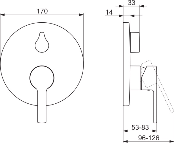 HA Einhebelmischer Fertigmontageset für Wanne/Brause HANSARONDA 8384 Rosette rund mit Sicherungseinrichtung Chrom