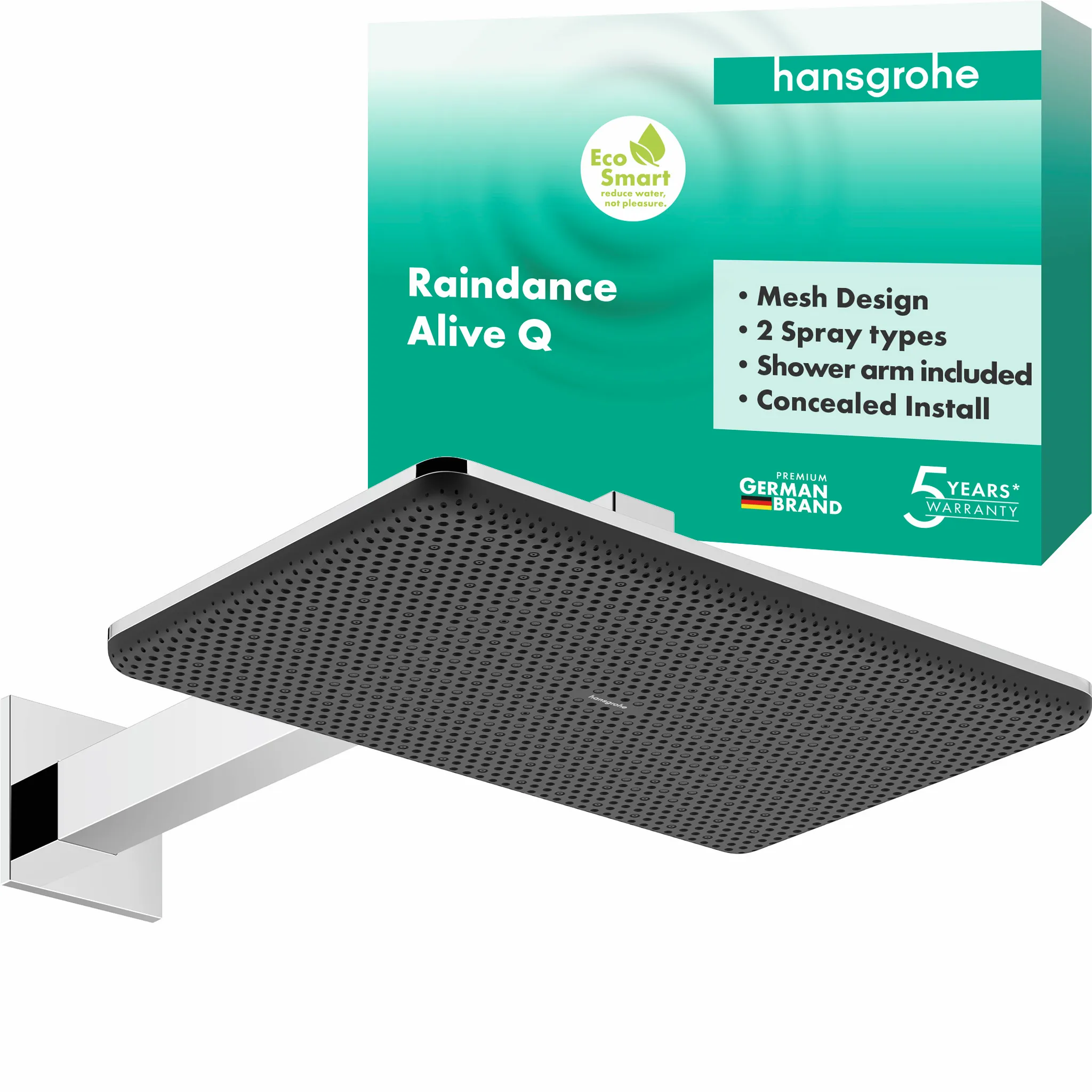 Hansgrohe Raindance Alive Q Kopfbrause 210⁄340 2jet EcoSmart mit Brausearm, Chrom Hansgrohe Raindance Alive Q Kopfbrause 210⁄340 2jet EcoSmart mit Brausearm, Chrom