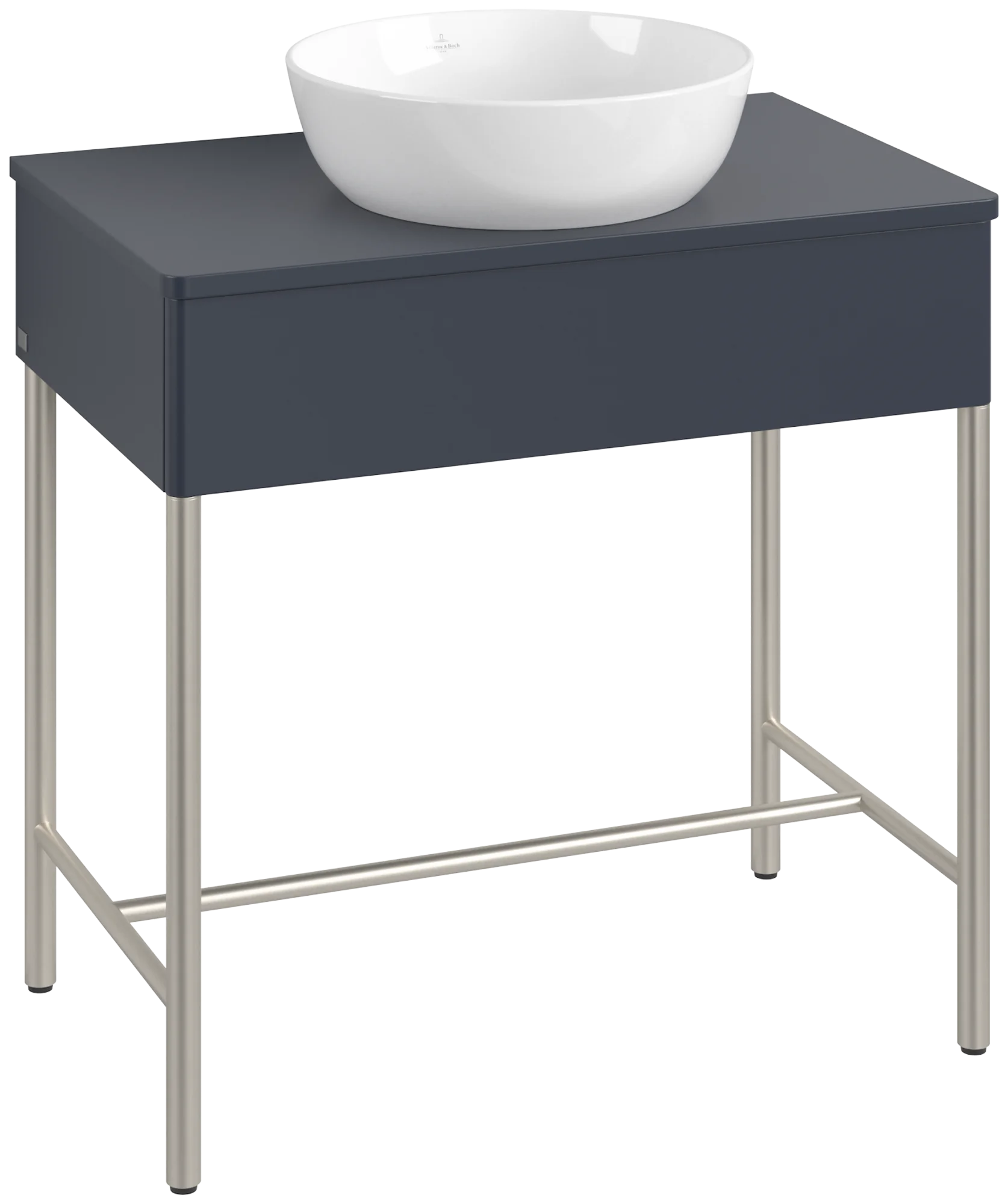 Villeroy & Boch Waschbeckenunterschrank Artis, Eckig, Midnight Blue Matt Lacquer, 800x782x500 mm, mit Metallgestell und Push-to-open Funktion