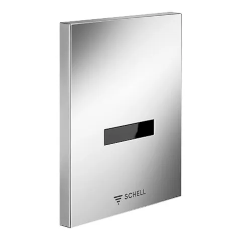 Urinalsteuerung EDITION E, Infrarot, Netzbetrieb, B 124 mm x H 153,5 mm x T 12 mm, Frontplatte chrom Urinalsteuerung EDITION E, Infrarot, Netzbetrieb, B 124 mm x H 153,5 mm x T 12 mm, Frontplatte chrom