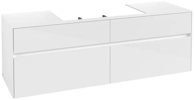 Villeroy & Boch Waschtischunterschrank „Collaro“ 1600 × 548 × 500 mm Glossy White, ohne Beleuchtung, für Becken mittig