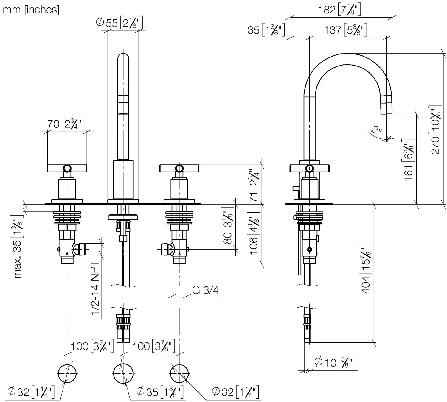 Waschtisch-Dreilochbatterie mit Ablaufgarnitur TARA Chrom 20710892 Waschtisch-Dreilochbatterie mit Ablaufgarnitur TARA Chrom 20710892