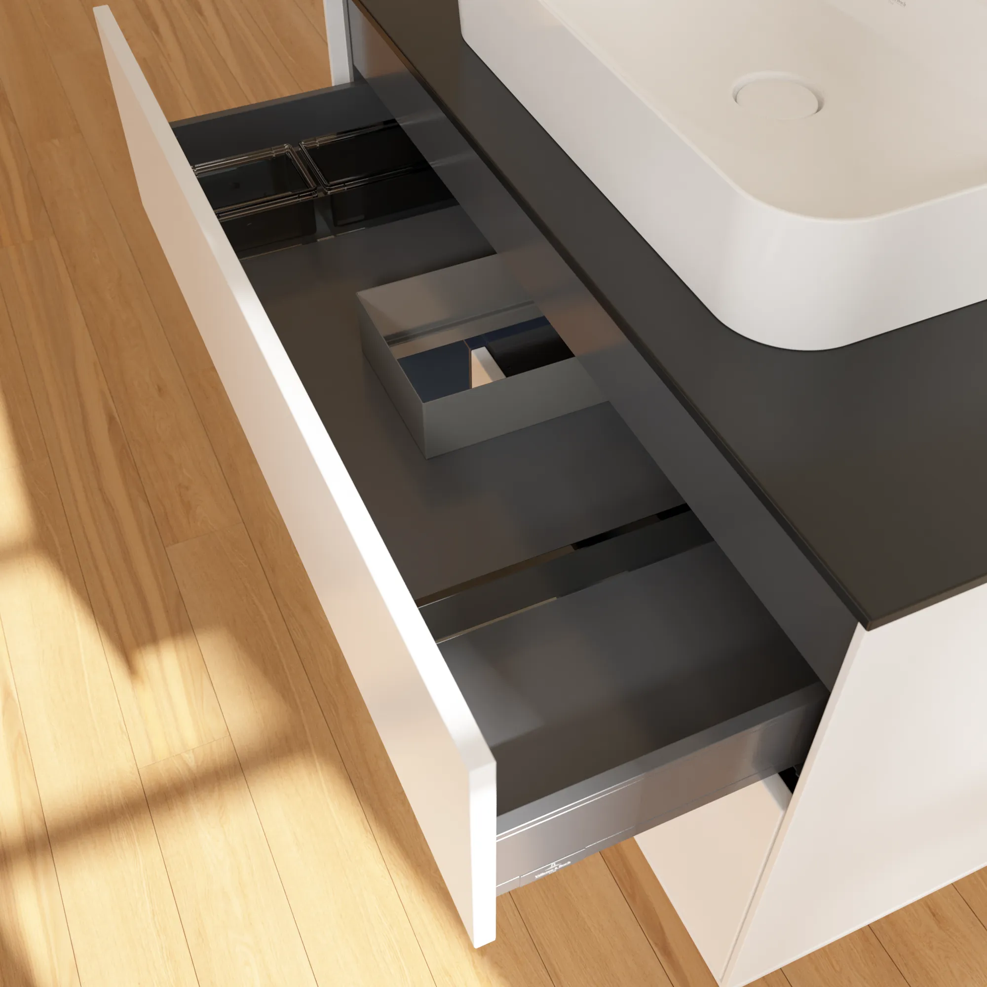 Villeroy & Boch Waschtischunterschrank „Finion“ für Schrankwaschtisch 1000 × 603 × 501 mm White Matt Lacquer, für Becken mittig