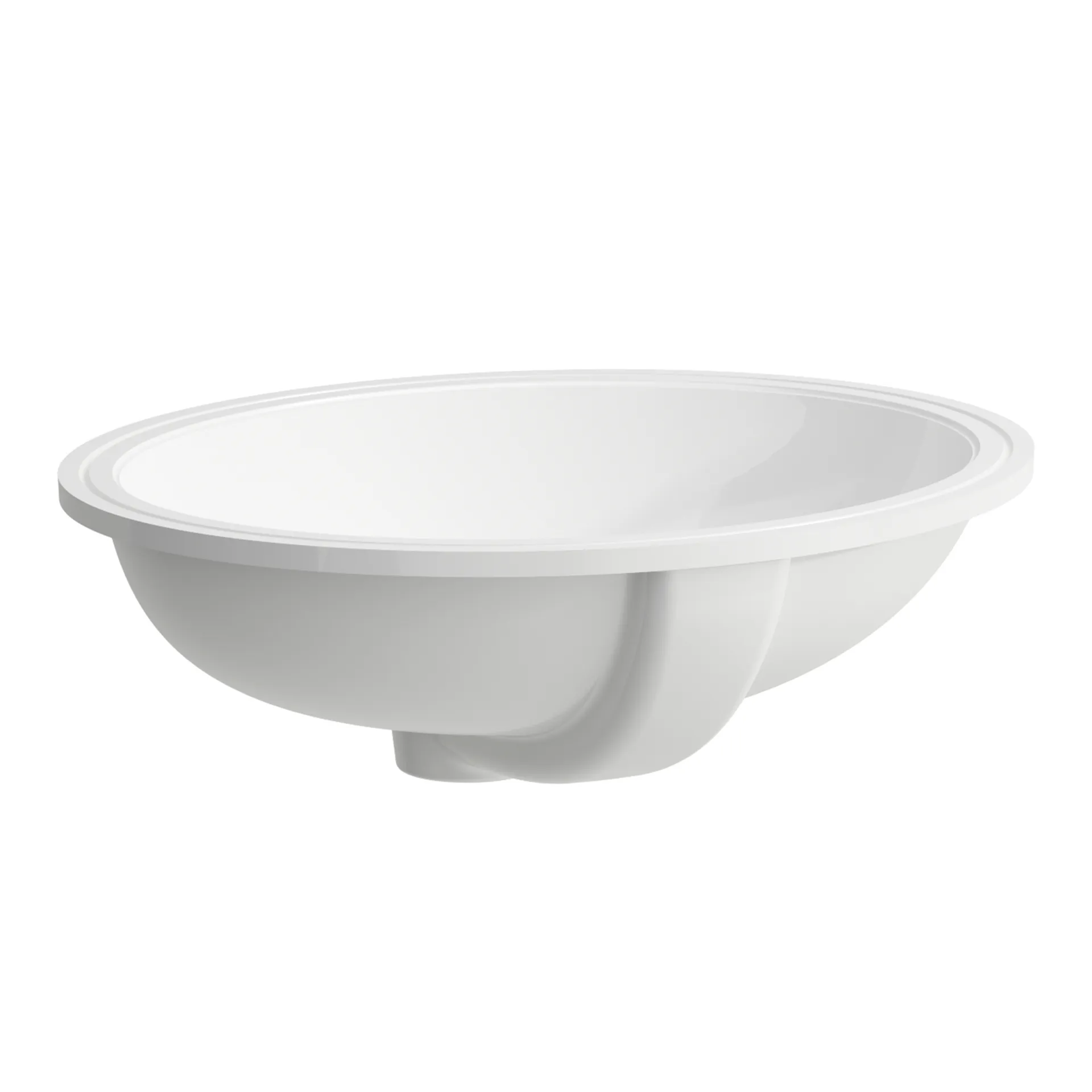 Einbauwaschtisch von unten SAVOY 440x355 oval ohne Hahnloch mit Überlauf Oberkante weiß Einbauwaschtisch von unten SAVOY 440x355 oval ohne Hahnloch mit Überlauf Oberkante weiß