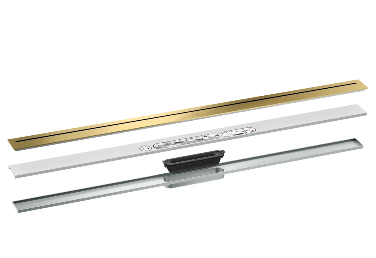 Hansgrohe AXOR Drain Fertigset Duschrinne 1200 mm Brushed Brass Hansgrohe AXOR Drain Fertigset Duschrinne 1200 mm Brushed Brass