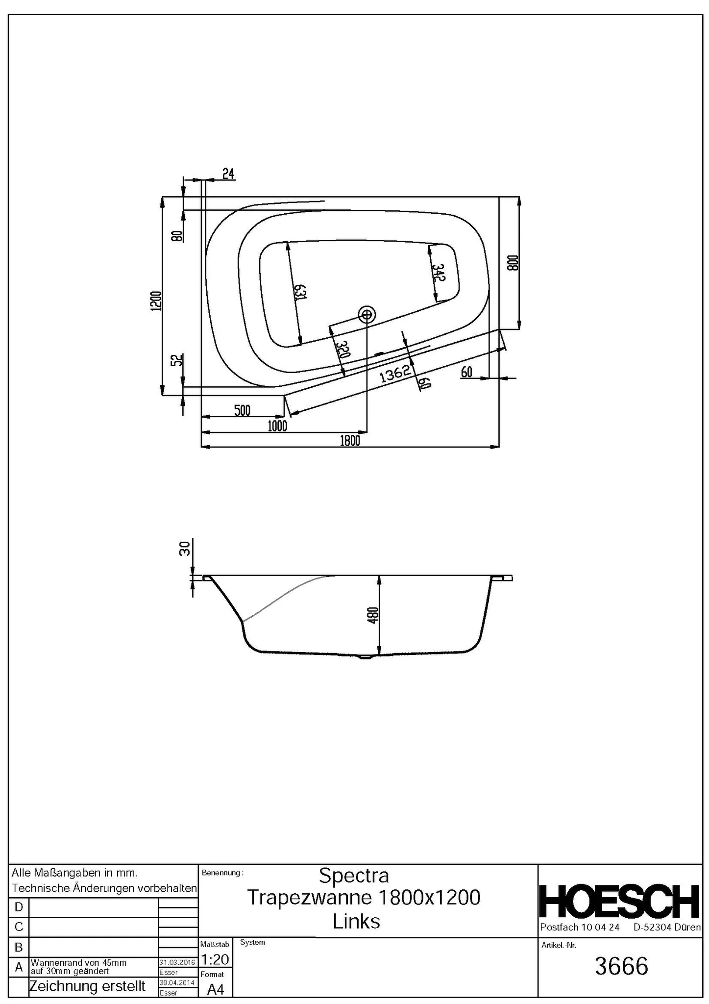 Hoesch Spectra Badewanne 1800x1200 links Weiß Hoesch Spectra Badewanne 1800x1200 links Weiß