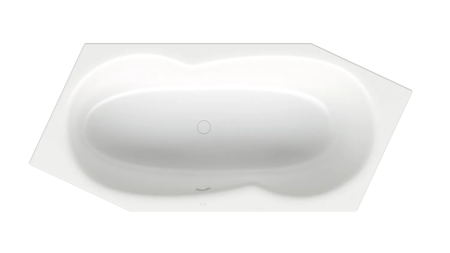 Bette Badewanne BW Sonstige Edelweiß, 2060 x 900 mm, 30 mm Randhöhe, 190 l Nutzinhalt, 2-Sitzer, Sechseck, Einbau, Fußende links, Überlauf vorne