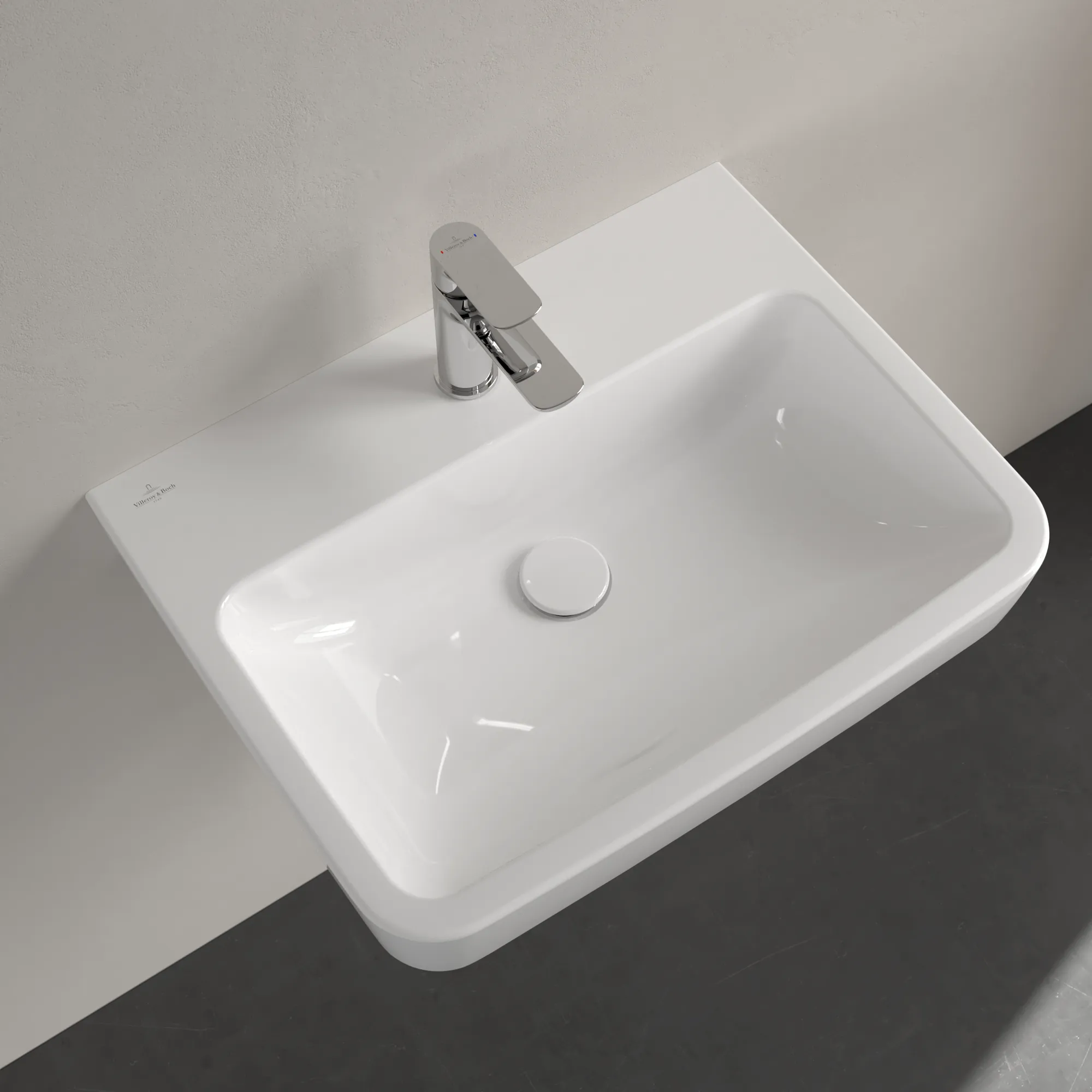 Villeroy & Boch Einbau-/Aufsatz Wandwaschtisch geschliffen „O.novo“ 600 × 460 × 175 mm, für Becken mittig, mit Hahnlochbohrung, Hahnlochposition mittig in Weiß Alpin Villeroy & Boch Einbau-/Aufsatz Wandwaschtisch geschliffen „O.novo“ 600 × 460 × 175 mm, für Becken mittig, mit Hahnlochbohrung, Hahnlochposition mittig in Weiß Alpin