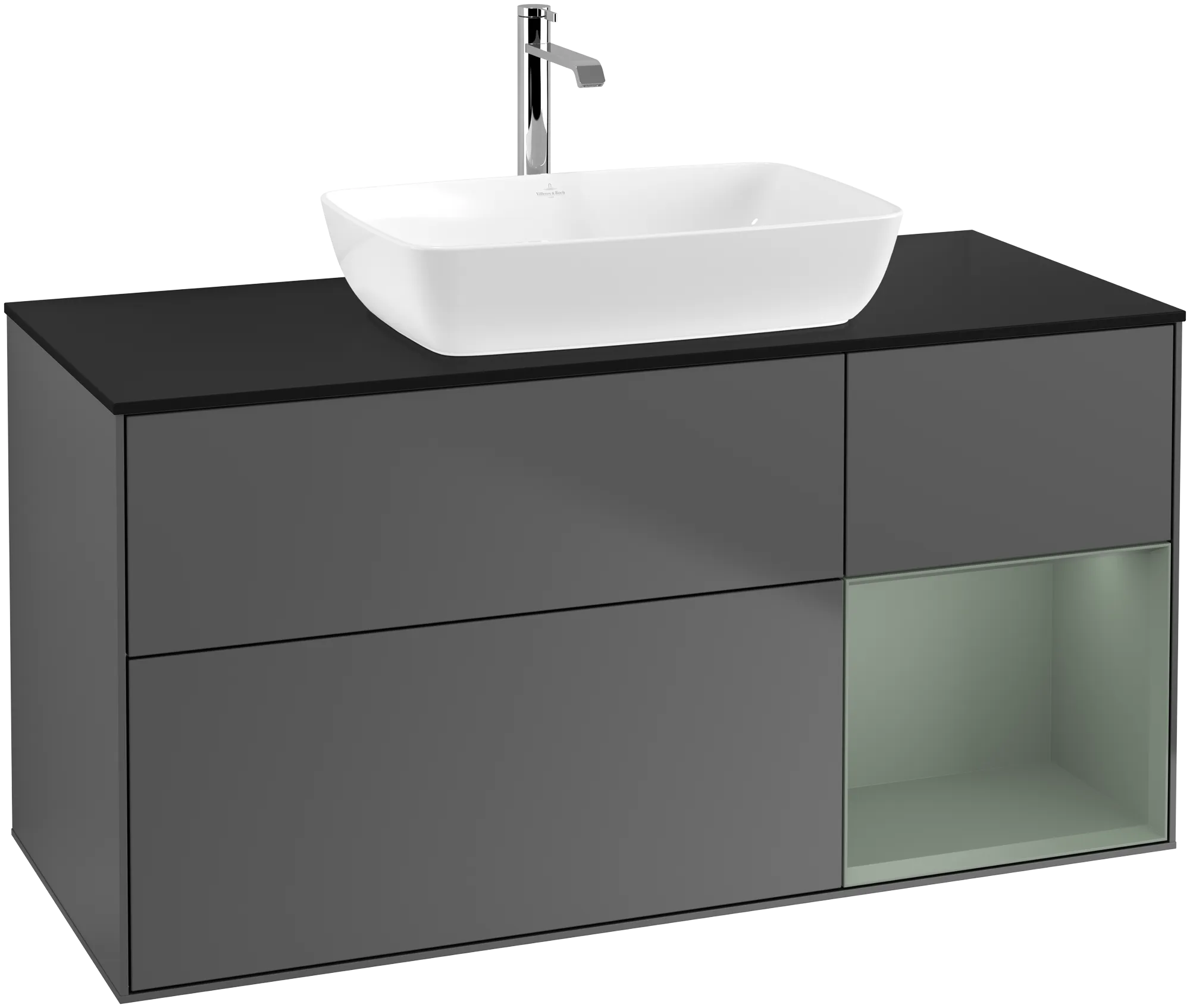 Villeroy & Boch Waschtischunterschrank „Finion“ für Schrankwaschtisch 1200 × 603 × 501 mm Anthracite Matt Lacquer, für Becken mittig