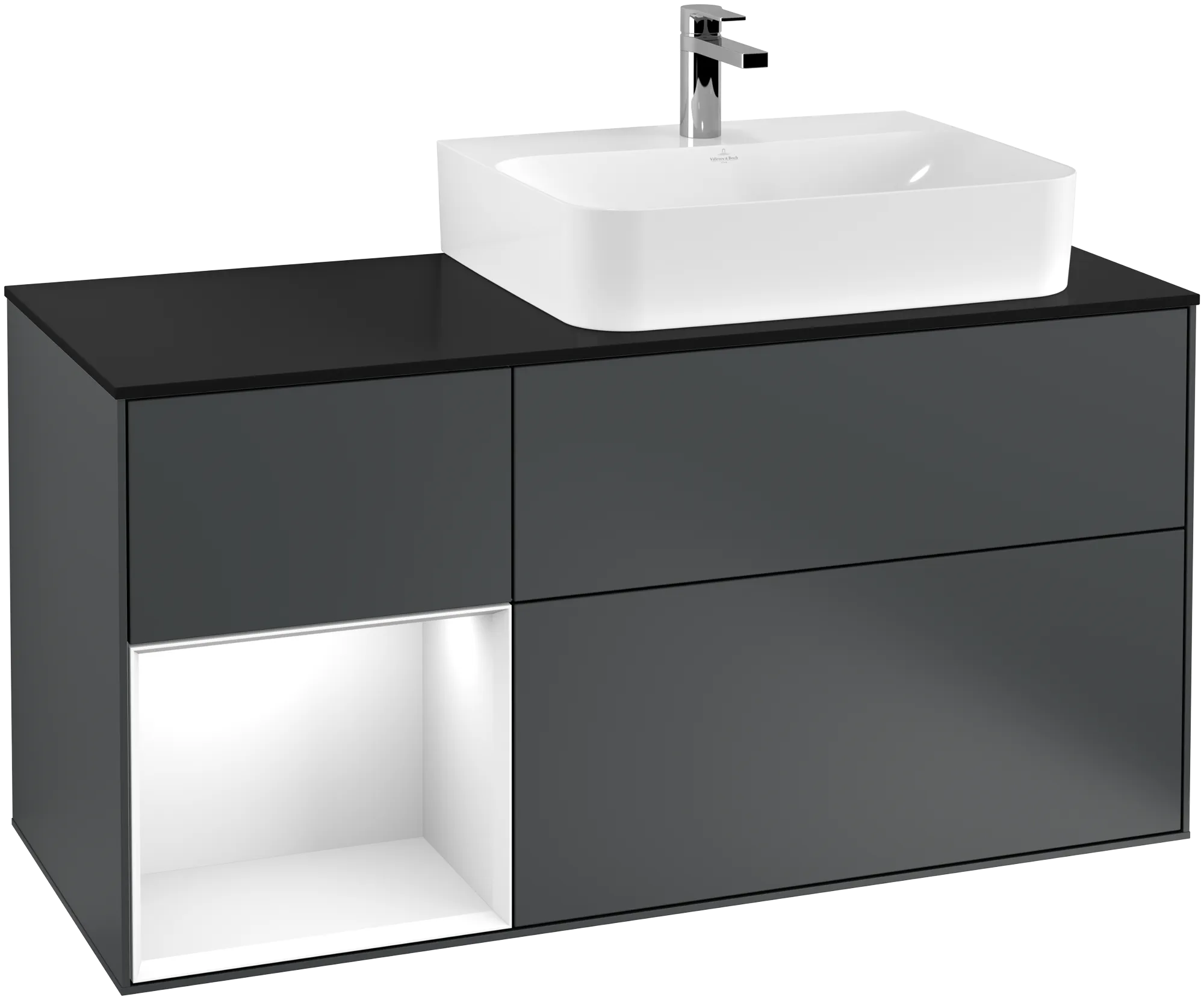 Villeroy & Boch Finion Waschbeckenunterschrank G14, 1200x603x501mm, Midnight Blue Matt/Lacquer/Glossy White