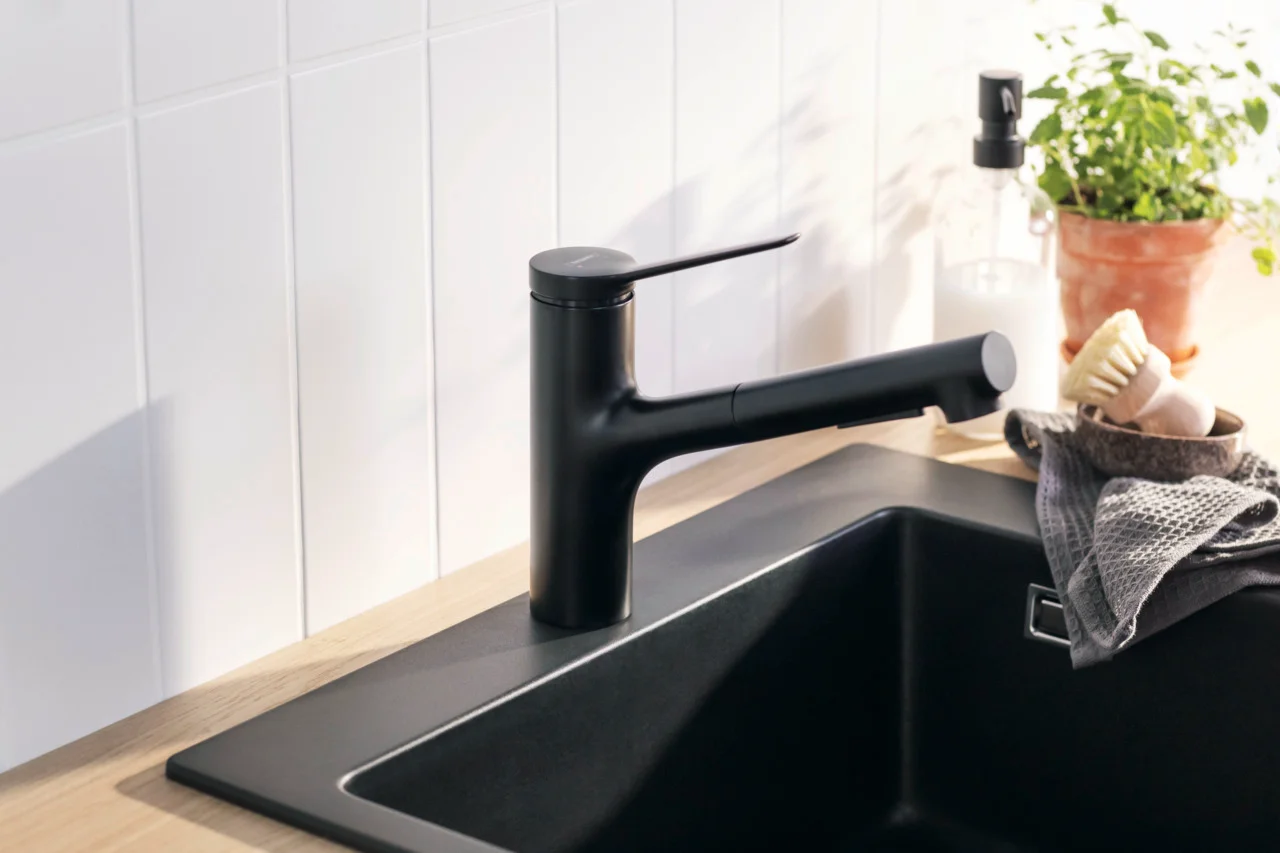Hansgrohe Einbauspüle S51 Serie, Graphitschwarz, 540 x 490 mm, Beckentiefe 190 mm