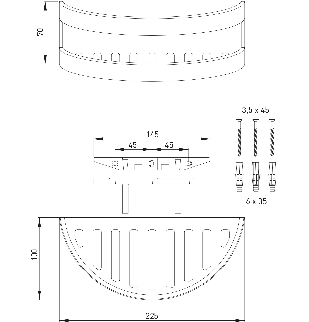 ASW Schwammkorb Edelstahloptik geschl. 225 mm x 100 mm