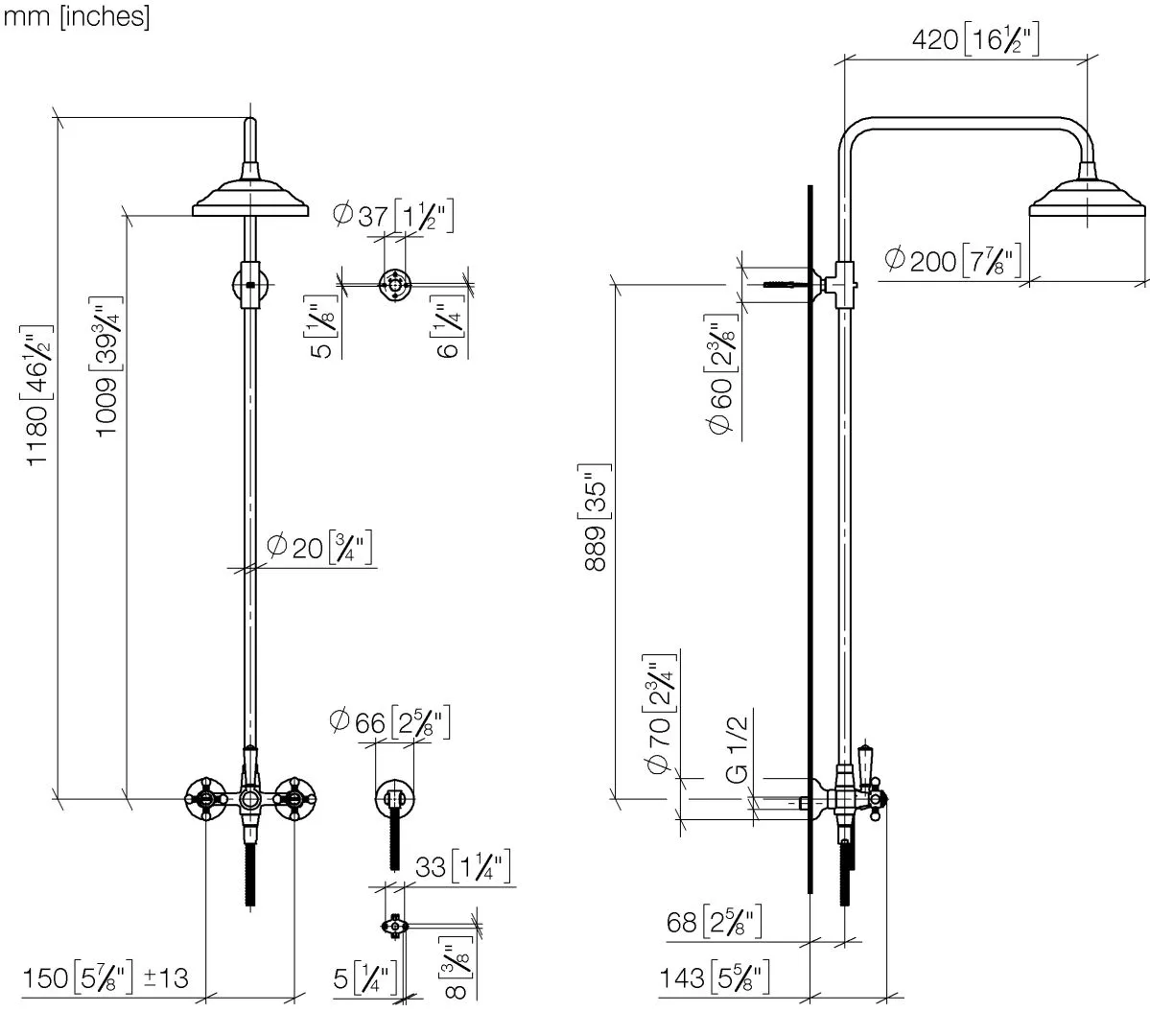 Shower Pipe mit Brausebatterie ohne Handbrause MADISON Chrom 26632360