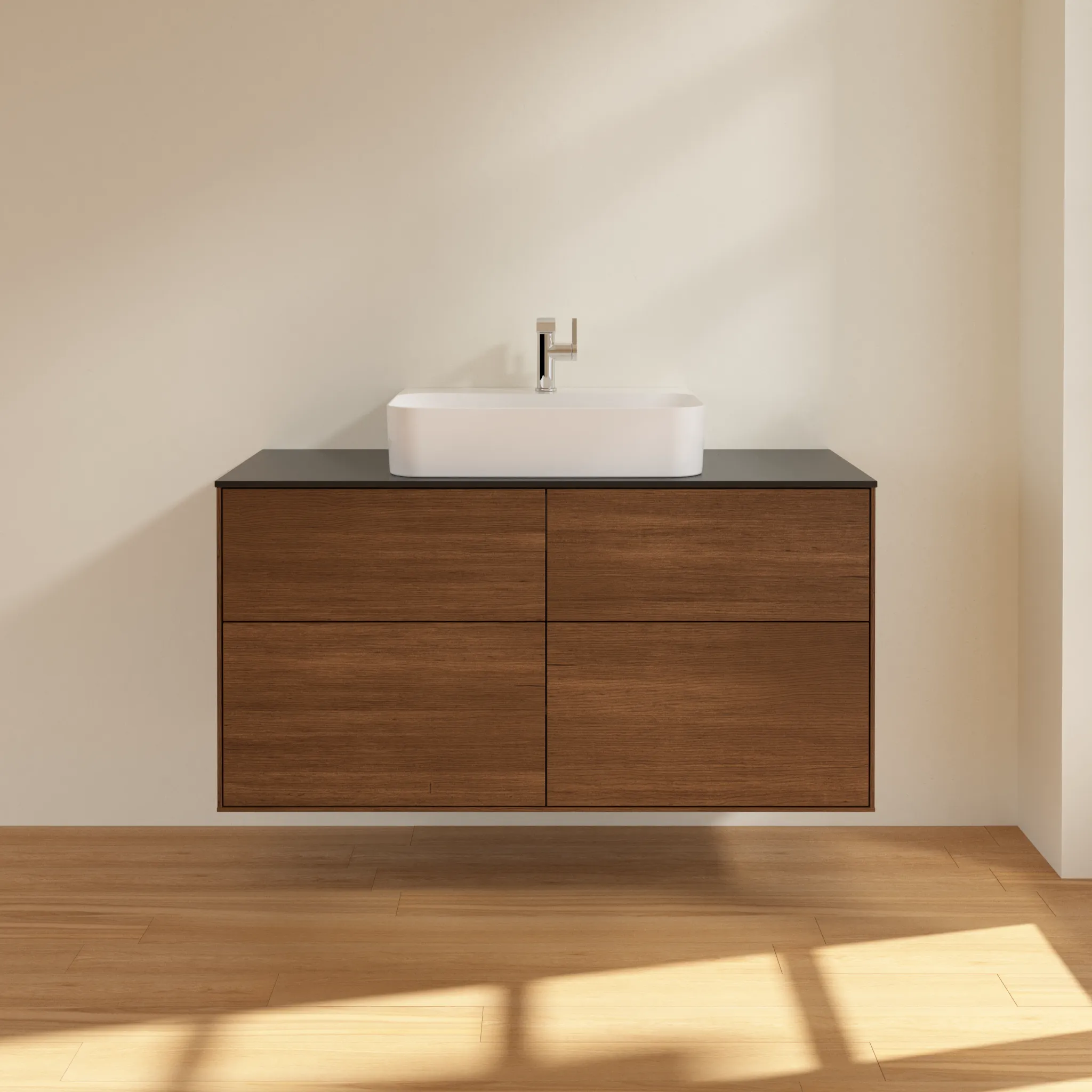 Villeroy & Boch Waschtischunterschrank „Finion“ für Schrankwaschtisch 1200 × 603 × 501 mm Walnut Veneer, für Becken mittig